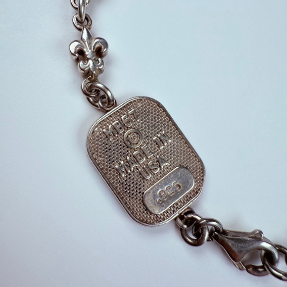 King Baby Studio MB Fleur De Lis Chain Queen Baby Sterling Silver 925 Bracelet - Picture 4 of 8